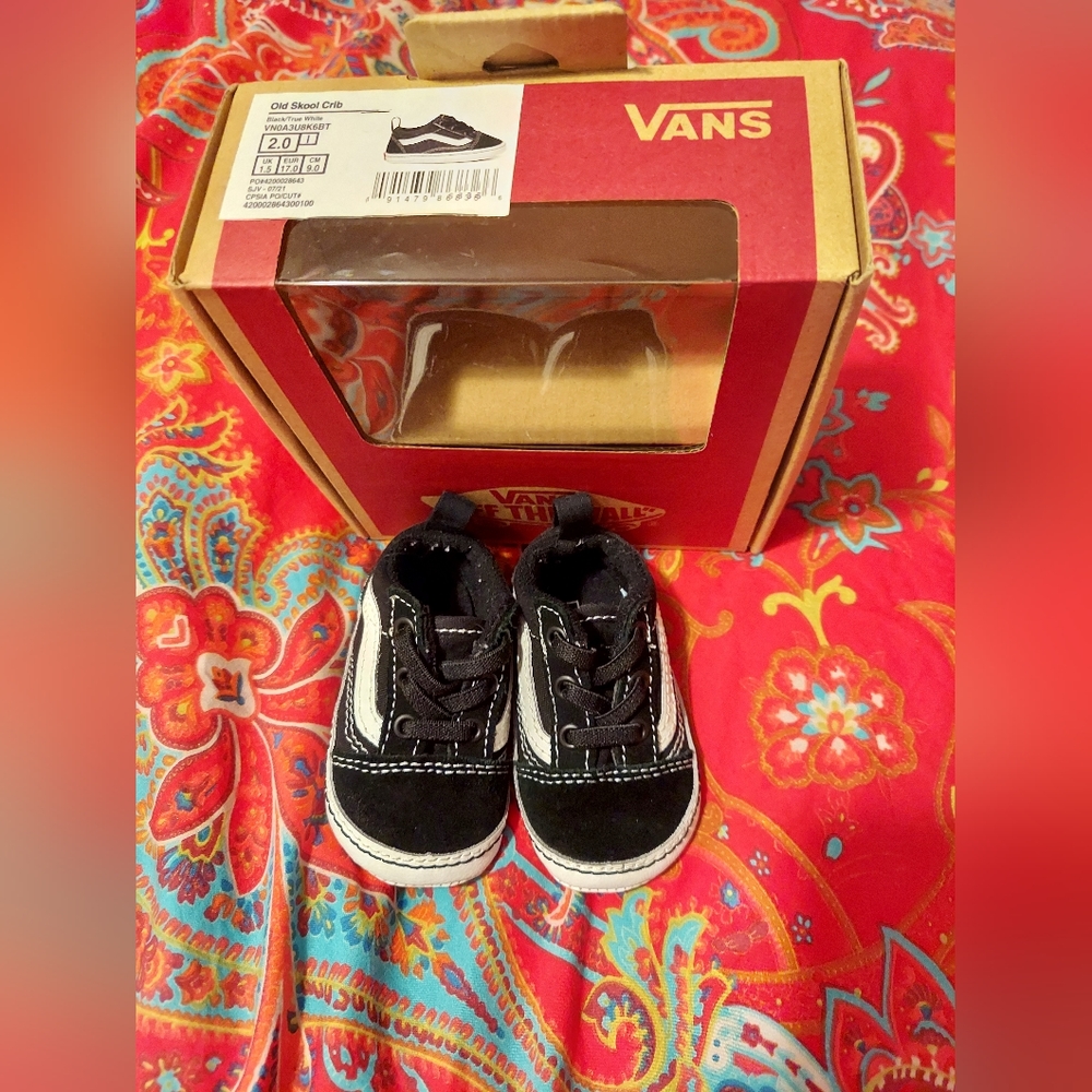 Vans old skool crib shoes black 2c